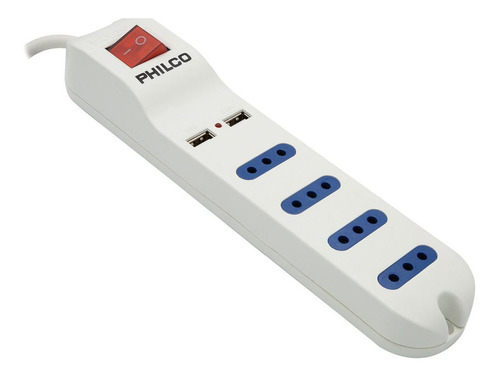 Extension Philco Xt41 Alargador 4 Tomas + Usb 1.5m Blanco