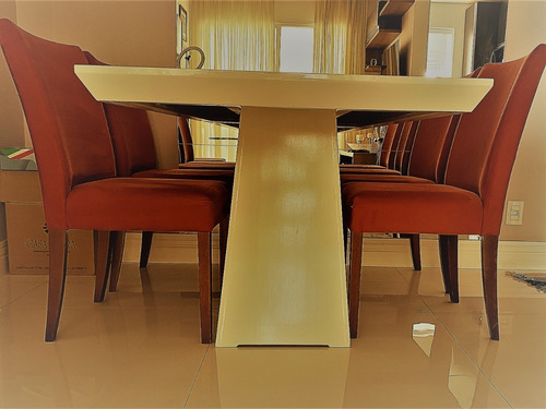 Mesa De Jantar Laqueada Em Branco 1,60x0,90m Com 4 Cadeiras 