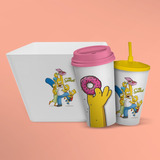 Kit Cinema Premium Os Simpsons Balde De Pipoca + 2 Copos