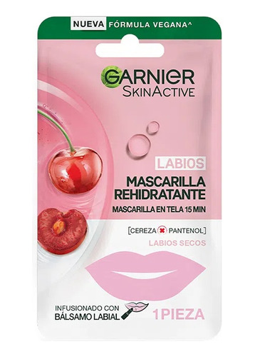 Garnier Skin Active Mascarilla Para Labios Cereza, 5 G, 1 U