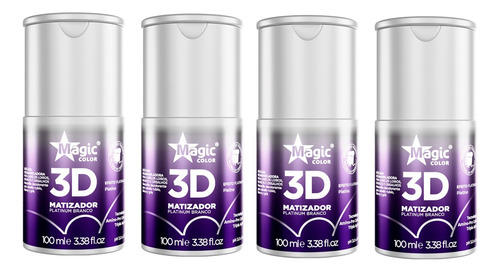 Kit Com 4 Magic Color  - Gloss 3d Platinum Branco 100ml