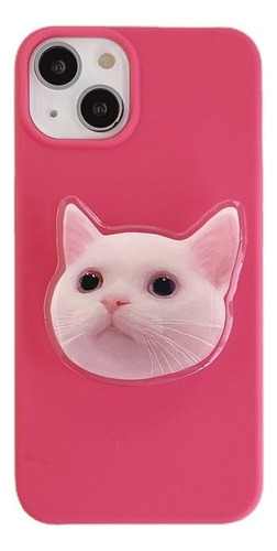Funda De Teléfono De Pink Gato De Silicona Para iPhone 13 14