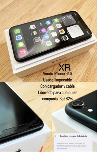 iPhone 10 Xr 64g Black Impeca Liberado Listo Para Usar Usado