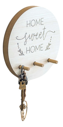 Porta Llaves Pared Madera Circular- Home Sweet 18x18cm #1