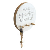 Porta Llaves Pared Madera Circular- Home Sweet 18x18cm #1