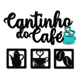 Aplique Cantinho Do Café Mdf  4 Peças Detalhe Azul Tiffany