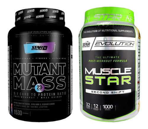 Mutant Mass Whey Gainer 1,5 Kgs + Musclestar Creatina Y Bcaa