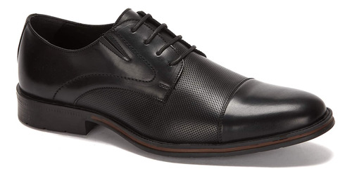 Zapato Oxford Ferrato Con Agujetas Y Textura Hombre Negro