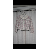 Chaqueta Zara Talla M Color Crema Con Flores Usado