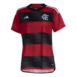 Camisa Feminina Cr Flamengo I 23/24 Vermelha E Preta adidas