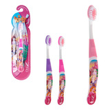 Kit 2 Escovas De Dente Infantil Princesas Capa Protetora 