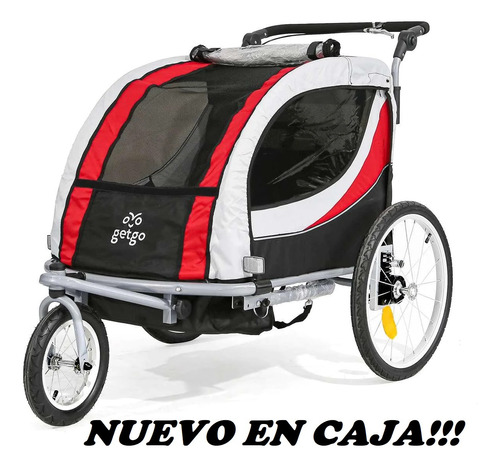 Rin 20 Bicicleta Carro Remolque 2 Niños Rojo Getgo En Caja