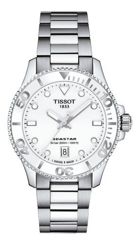 Reloj Tissot Seastar 1000 36mm Acero | Blanco Doble Correa