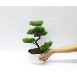 Bonsai Artificial 36cm Altura Mini Folhas Vaso Acrílico 001