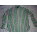 E Camisa Polo Ralph Lauren Rayada Talle L Verde Art 63855