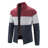 Roupas Masculinas Casuais Cardigan Zipper Sweater Gola Alta