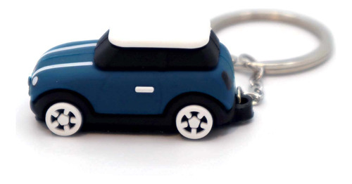 Llavero Auto Forma De Mini Cooper 3d De Silicona - Azul