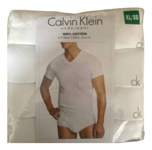 Calvin Klein Camiseta Cuello V , Paquete 4 Piezas 