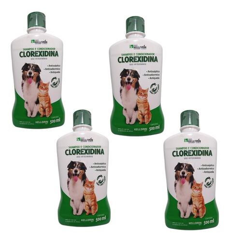 Shampoo Pet Dermatite Condicionador Clorexidina 500ml 4 Un