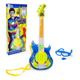 Guitarra Infantil Brinquedo E Microfone Conecta Celular Mega Compras Cor Azul