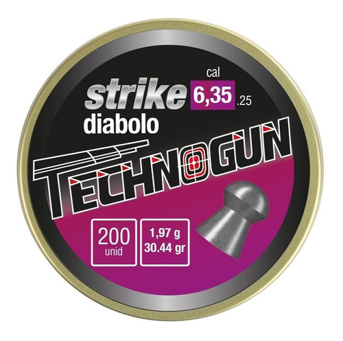 Chumbinho Technogun Chumbo 6.35mm Strike Diabolo - 200 Unid