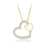 Fino Collar Swarovski Corazones Oro 14k Lam Estuche Regalo