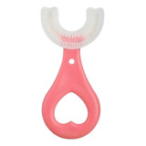 Escova Infantil U 360 Graus Silicone Super Macio Não Machuca Cor Rosa