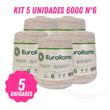 Kit Barbante Crochê Euroroma 600g Cru - 5 Unidades