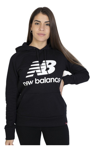 Canguro New Balance Essential Negro Mujer Capucha Algodon