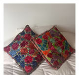 Fundas Y Almohadones Bordados Mano Flores 50x50 Import Mexic