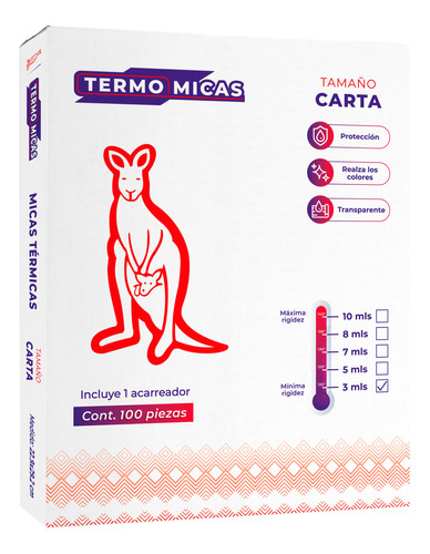 Micas Termicas 3mls Tamaño Carta 100 Piezas + Acarreador