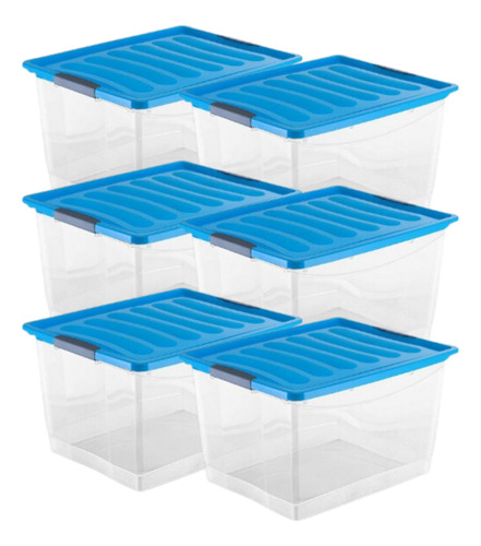 Organizador Contenedor Plastico Con Tapa 18 Litros X6 U