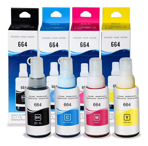 4 Tinta Compatible Con Epson 664 L110 L120 L210 L220 L395