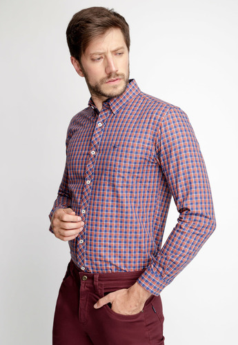 Camisa Hombre Checkered Dakota F Marrón Fw 2023 Ferouch