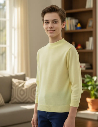 Sueter Ligero Niño Amarillo Cuello Alto 3470 2 A 16 Años