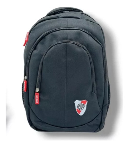 Mochila Escolar Quemoda Futbol River Plate Color Negro Diseño Liso