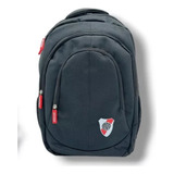 Mochila Escolar Quemoda Futbol River Plate Color Negro Diseño Liso