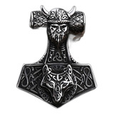 Collar Martillo De Thor Mjolnir Lobo Nórdico Vikingo Acero