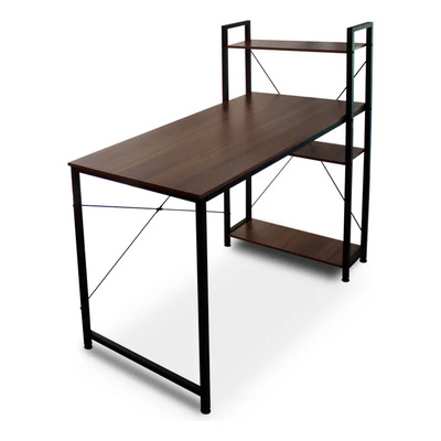 Escritorio Chocolate Minimalista Moderno De Madera Metal Repisas Todostore Pupitre Individual | Envío gratis