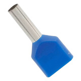 Terminal Tubular Duplo Ilhós Azul 2,5mm (100pçs)