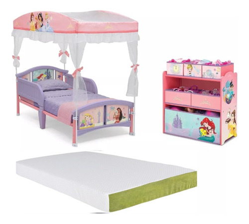 Cama Infantil Play Area Juguetero Y Colchon Disney Princess