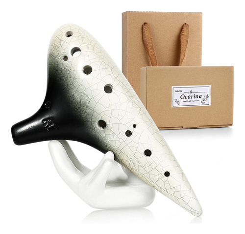 Instrumento Ocarina Mifoge, 12 Orificios, C, Negro Y Blanco