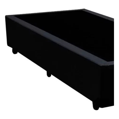 Base Box Solteiro Suede Liso Preto 88x188x40 