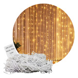 Cortina 300 Leds 3x2 Luzes Natal Decoração Festas Casamentos Luz Fixa Branco Quente 110v