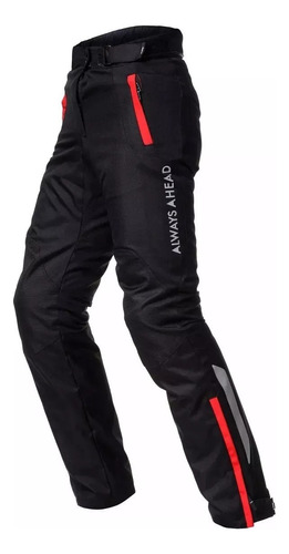 Pantalon Moto Cordura Mujer Ls2 Chart Negro Rojo Proteccion