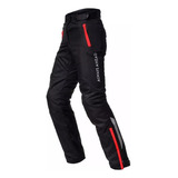 Pantalon Moto Cordura Mujer Ls2 Chart Negro Rojo Proteccion