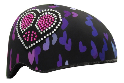 Casco Bicicleta Bokeh Bling Corazones Negro Niña C-preme