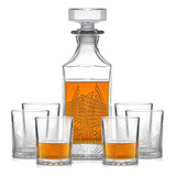 Joyjolt Gatsby Whiskey Decanter And 6pc Glasses Set. 27 O...