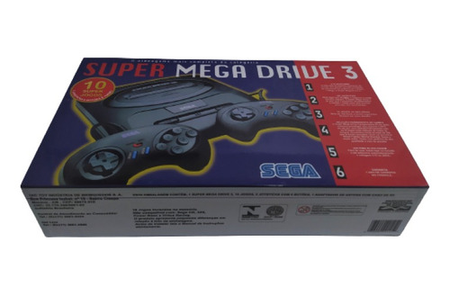 Caixa Mdf Com Divisórias Super Mega Drive 3 - 10 Jogos 