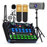 Combo Mesa Mixer + 02 Microfones Condensador + Webcam Tripé